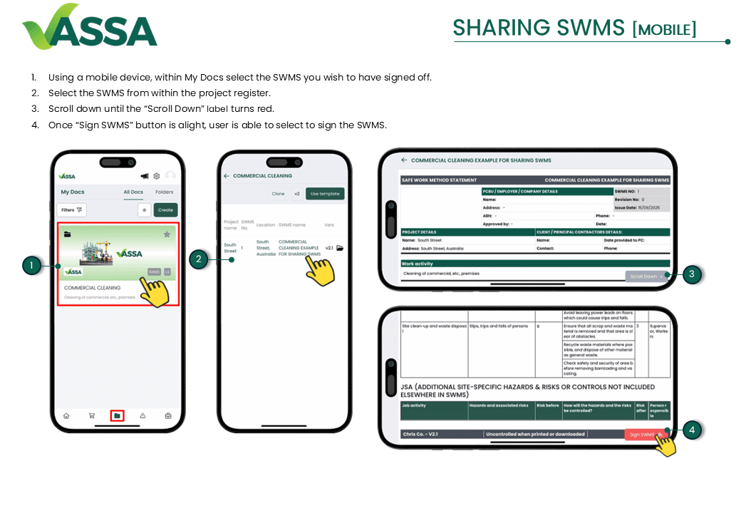 Sharing and signing off SWMS using mobile device