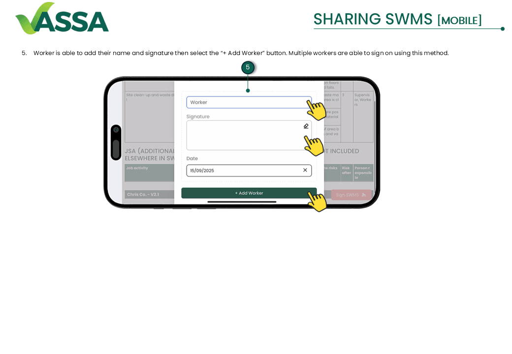 Sharing and signing off SWMS using mobile device
